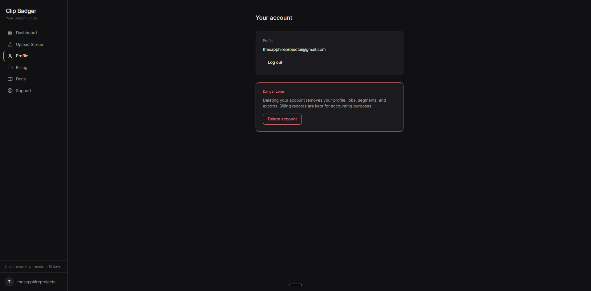 Profile page